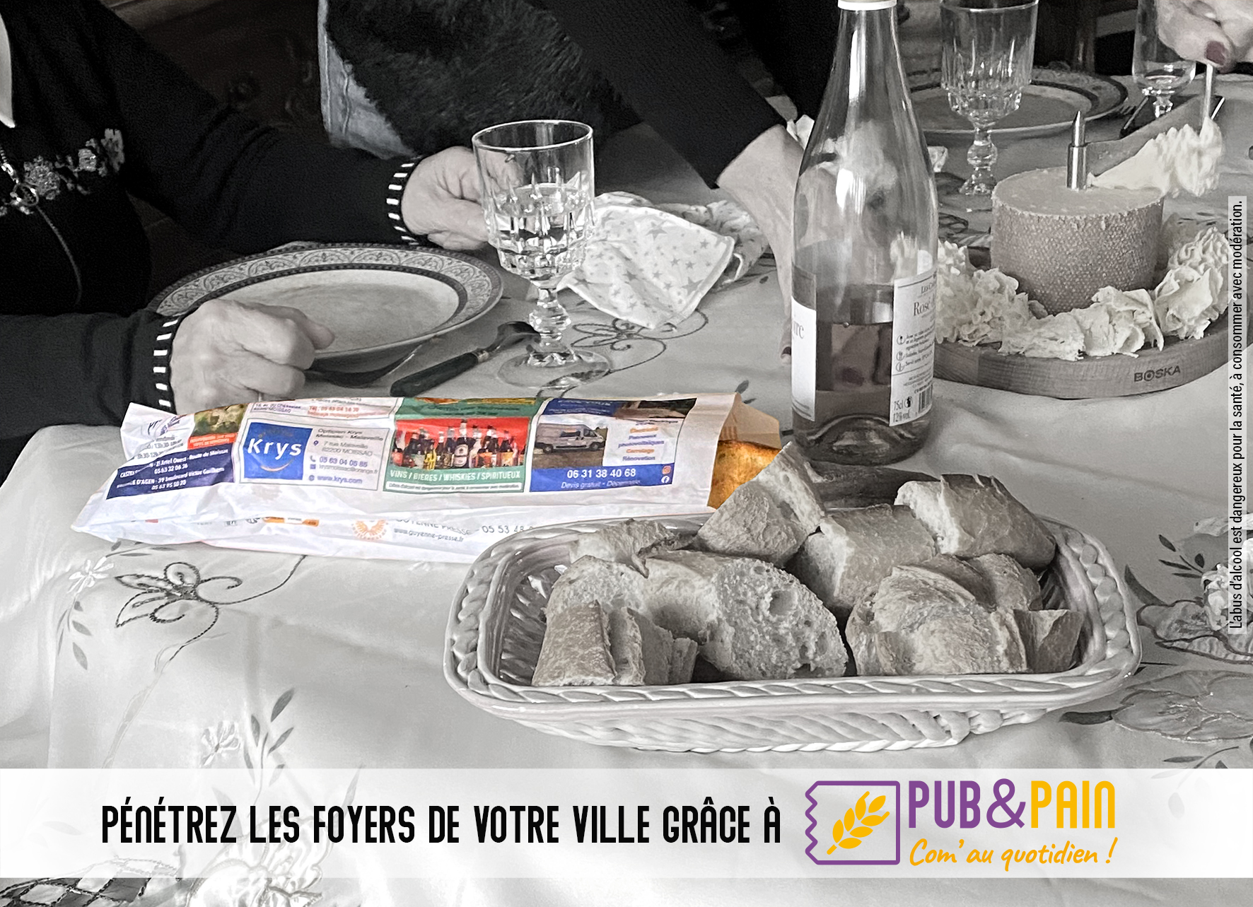 Pub&Pain Guyenne Presse Sac à pain Poche à pain publicitaire communication boulangerie